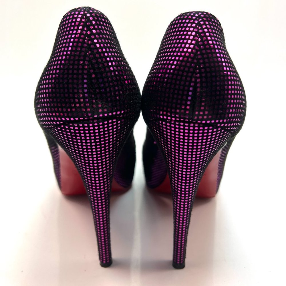 Christian Louboutin Very Prive 120 Purple Black Metallic Suede Heels 38.5 - Picture 6 of 8
